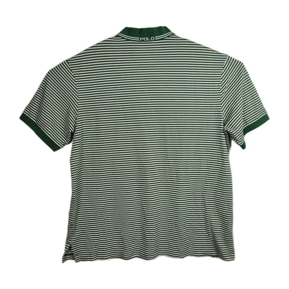 Polo Golf Ralph Lauren Polo Shirt Men's XXL Green/White Stripes Big Pony Pro Fit